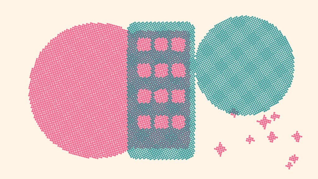 AI apps on a smartphone screen, risograph-style illustration