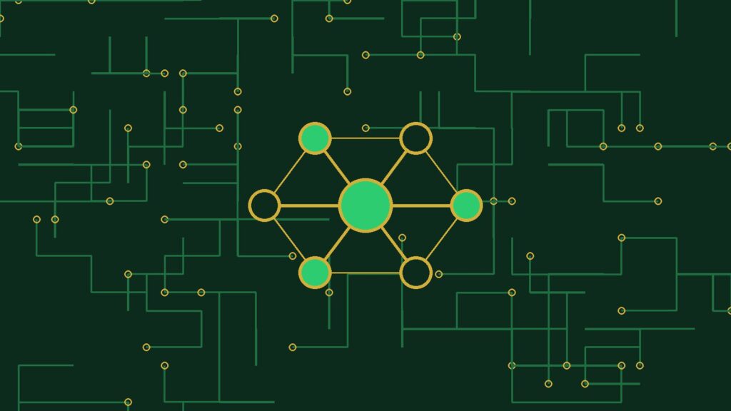 Twitter and Facebook API circuit network illustration